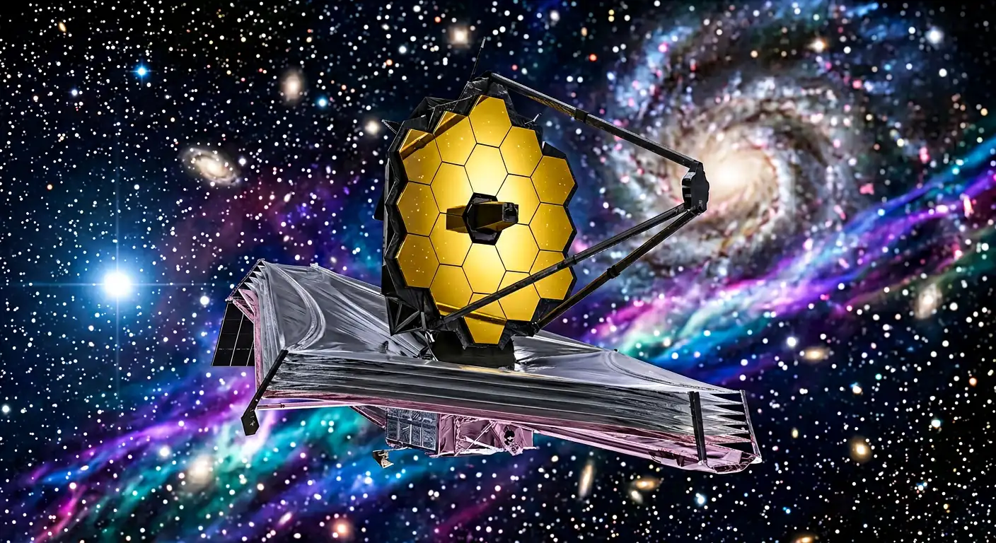 Telescopul spațial James Webb fotografiat în spațiu cu oglinda sa aurie de 6,5 metri